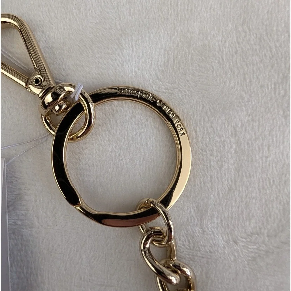 Kate‎ Spade Mahogany Leather Bow Spade Key Fob Keychain WORU0087 New